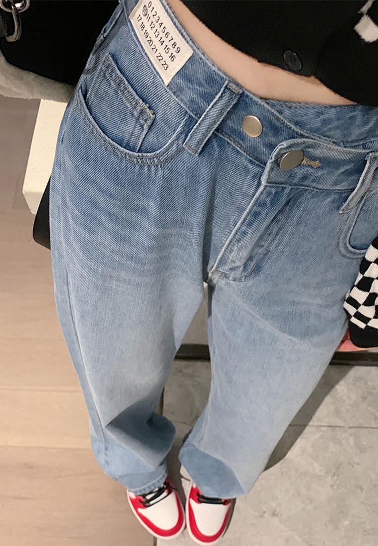 2024  New Autumn High Waist Jeans Loose Straight leg Pants CA24031907BL
