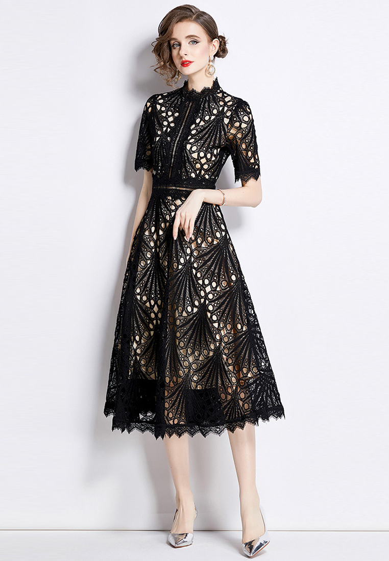 2024 Temperament Round Neck Dress CA24032607BK