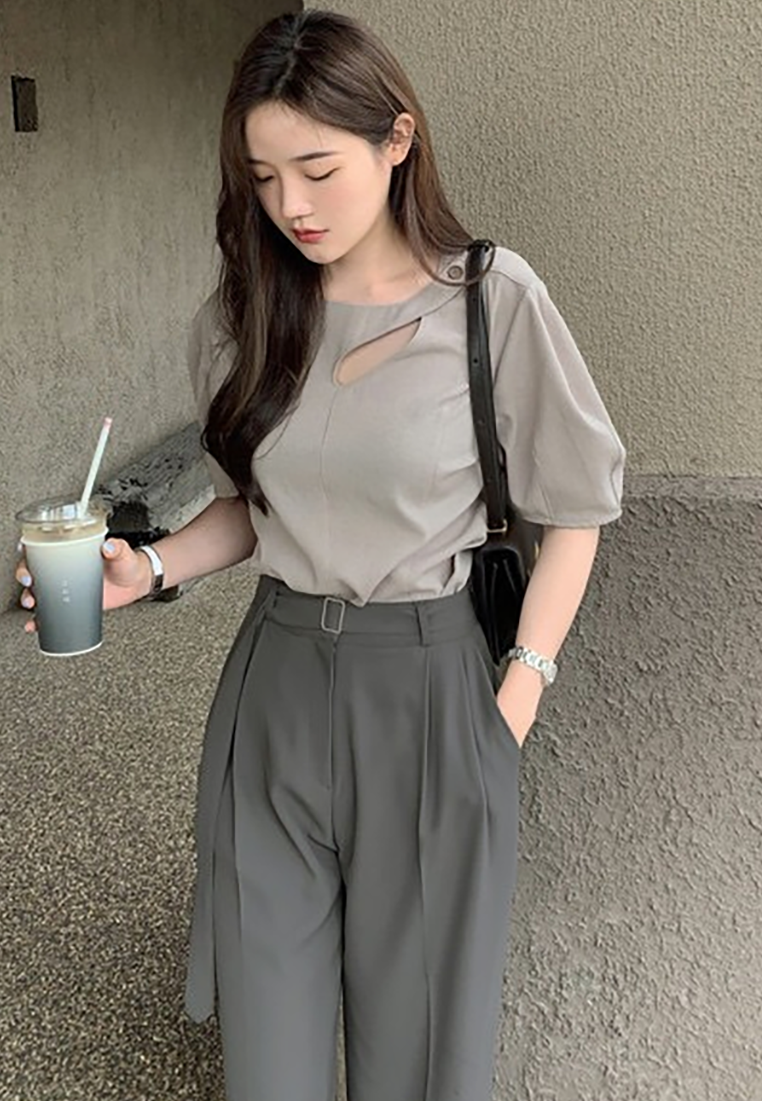 Korean chic French irregular one-button shirt CA25042907GY