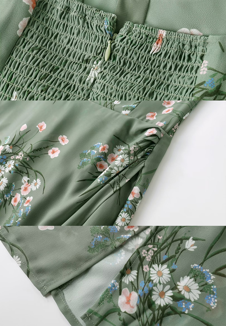 New European and American slim fit split print dress CA25061707GR