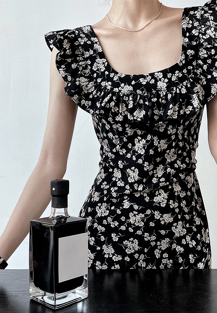 2024 Summer Elegance Black and White Dress Long Style CA24041007BK