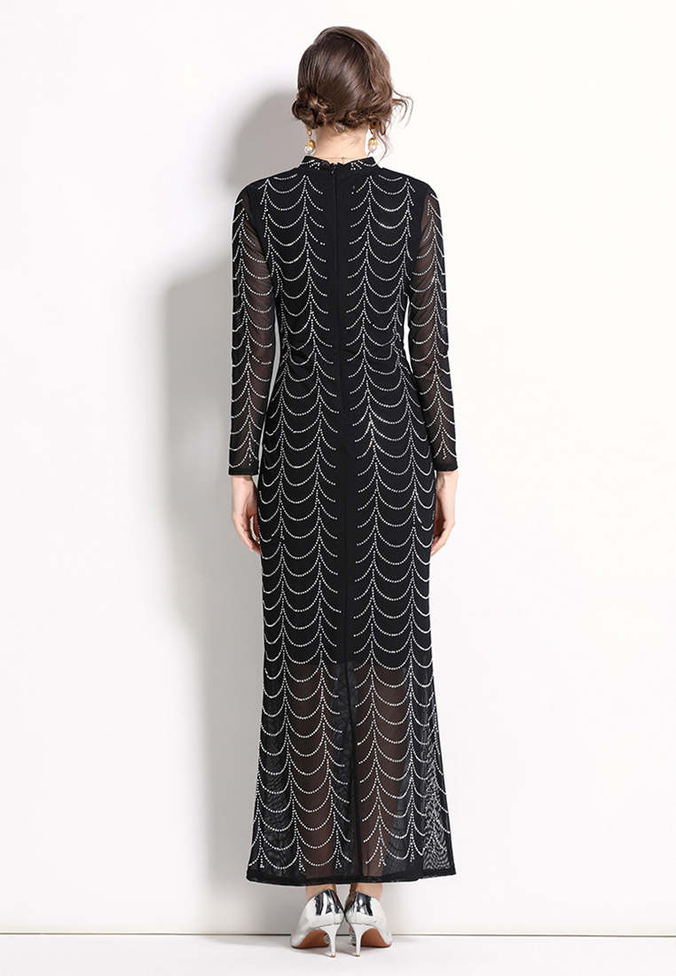 2024 mesh high waisted slim fit sexy dress CA241128107BK