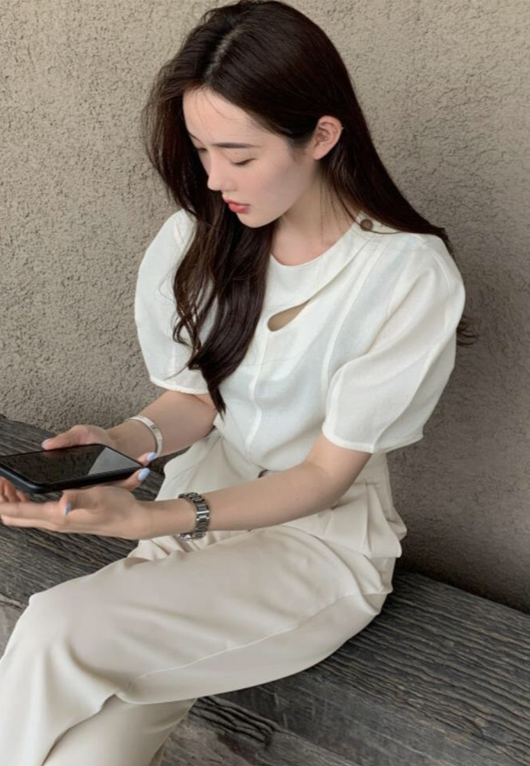 Korean chic French irregular one-button shirt CA25042907GY