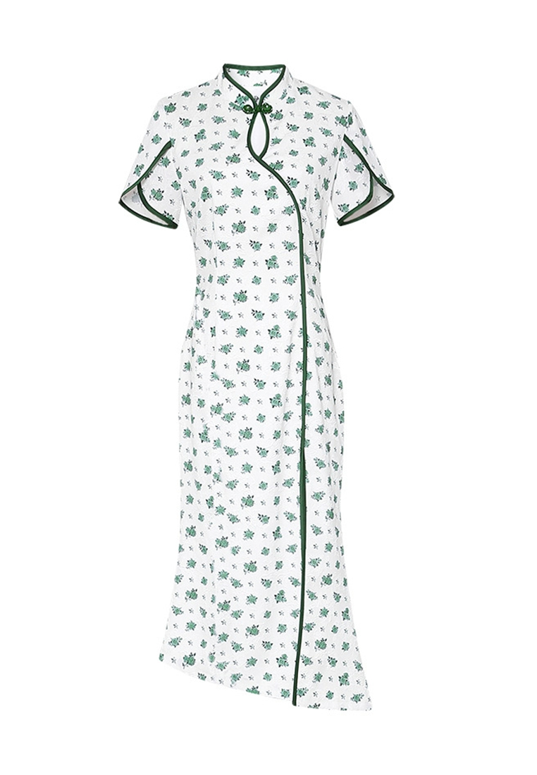 Retro Chinese style sexy slit printed cheongsam dress CA250325307GR