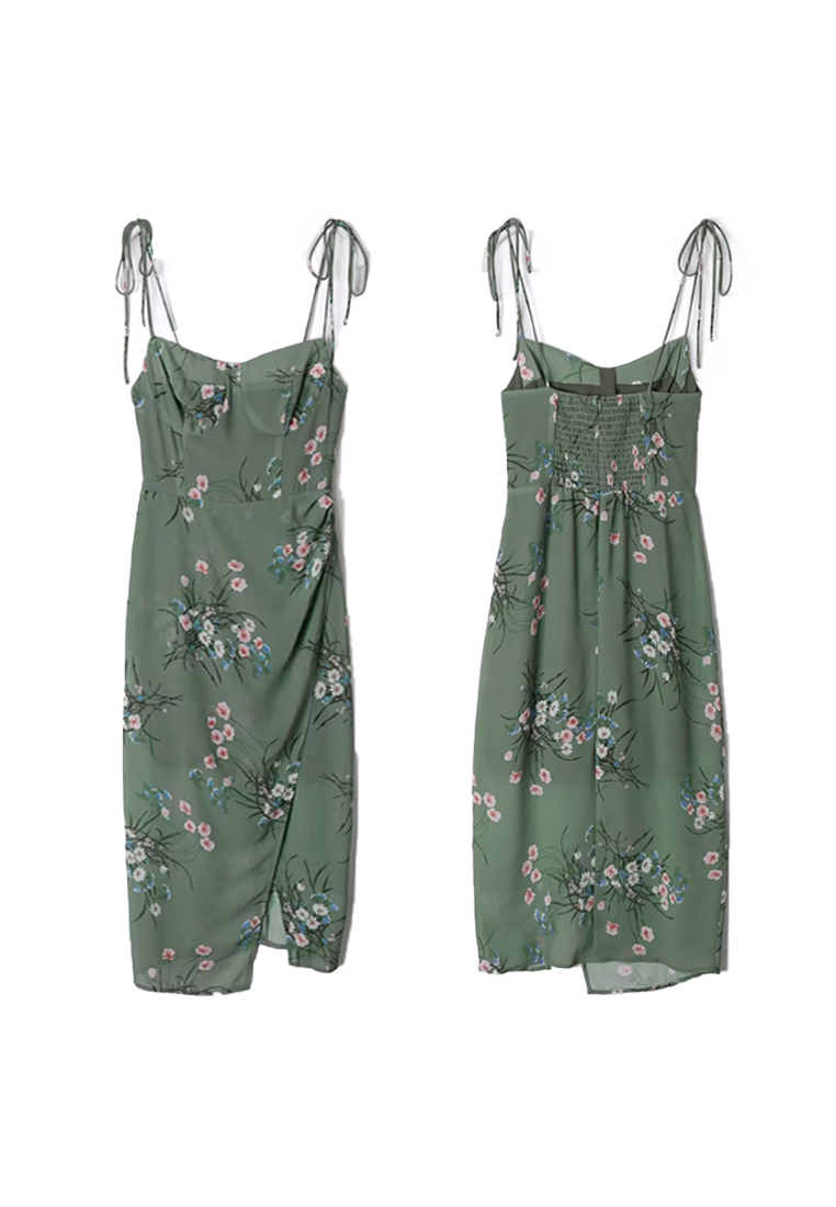 New European and American slim fit split print dress CA25061707GR