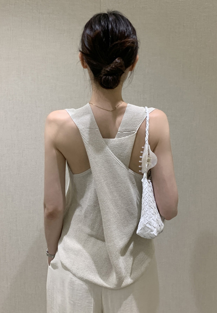 French Simple Solid Color Sleeveless Knitted Vest Top CA25070907W