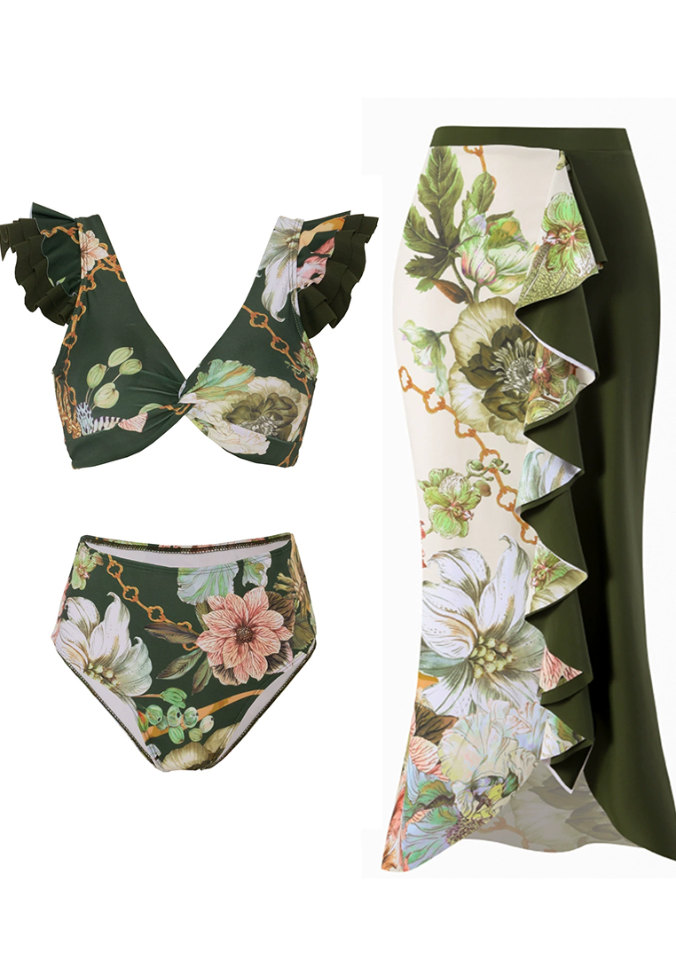 2025 European and American bikini chiffon beach dress set CA25030507BK