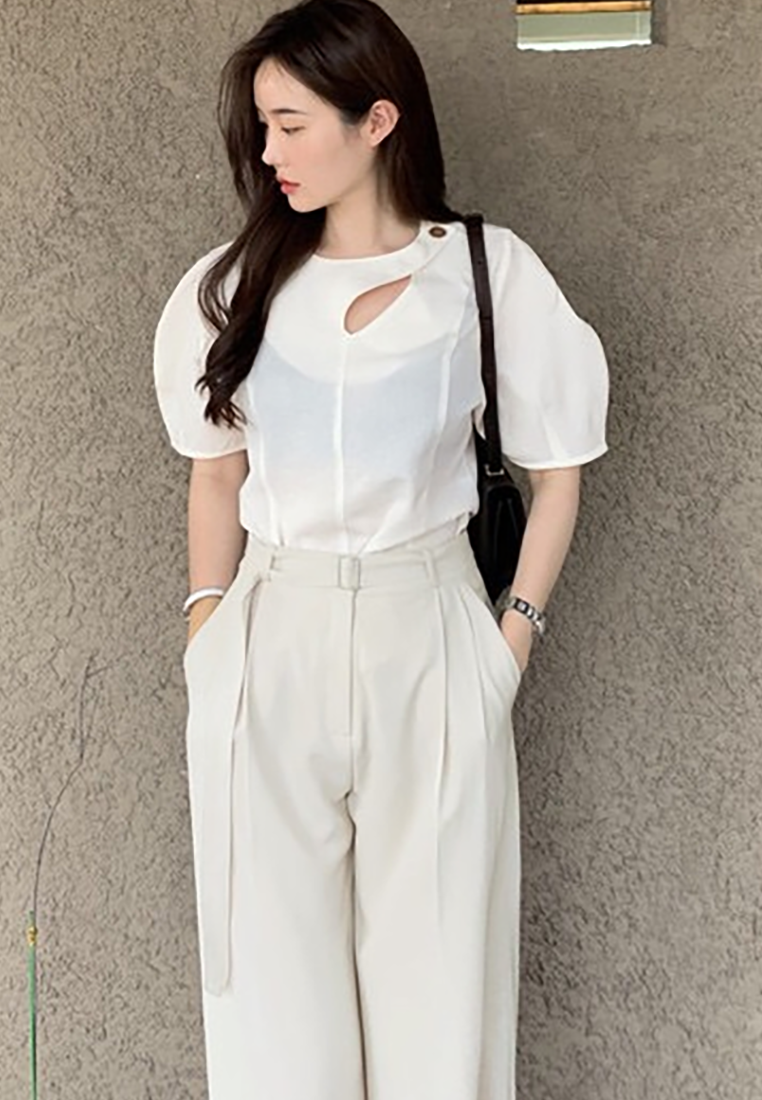 Korean chic French irregular one-button shirt CA25042907GY