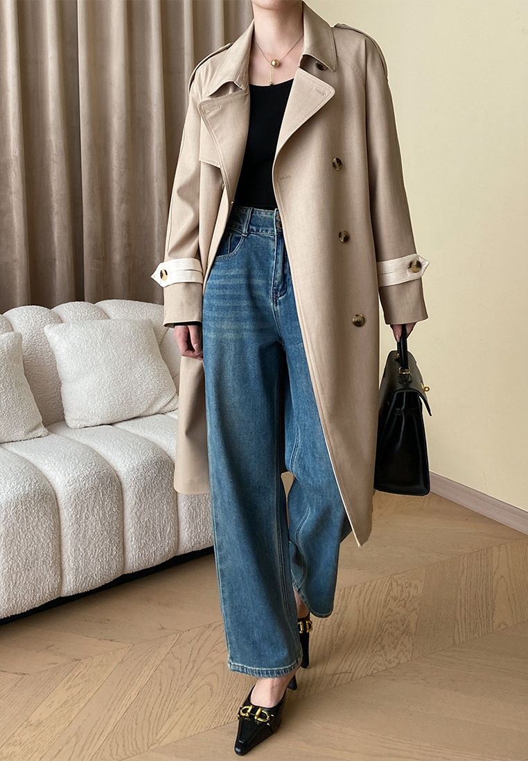 Autumn and winter high waist straight wide leg mopping jeans CA25092507LGBL