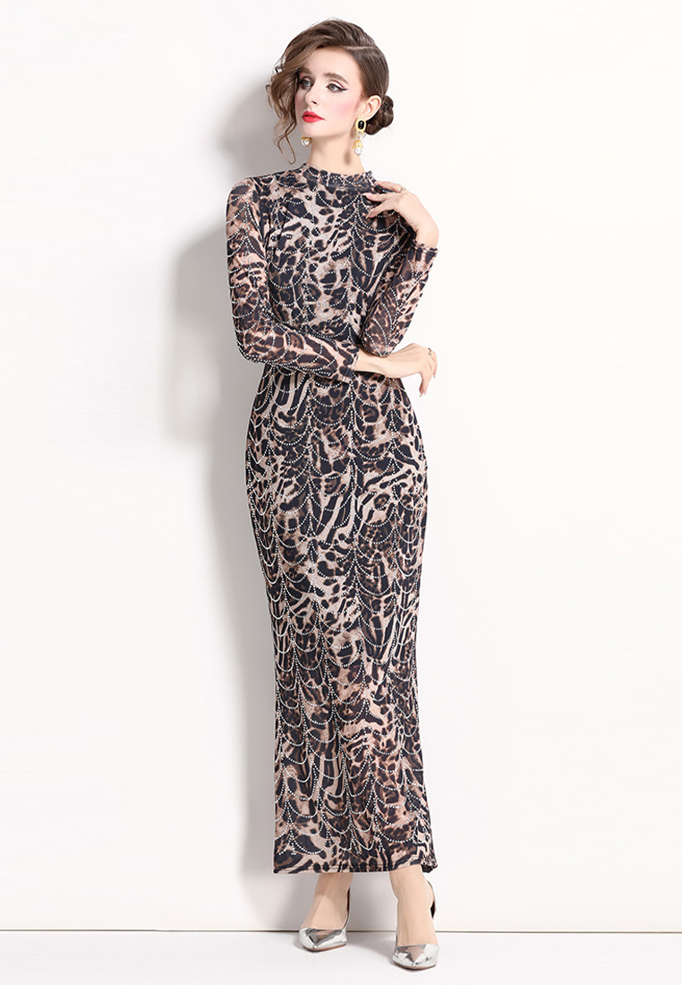 2024 mesh high waisted slim fit sexy dress CA241128107BK