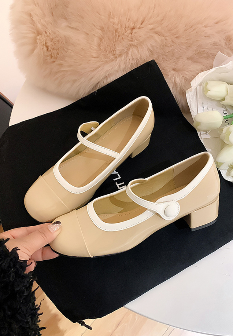 New style Mary Jane thick mid-heeled shoes with one-line buckle CA225042207BK