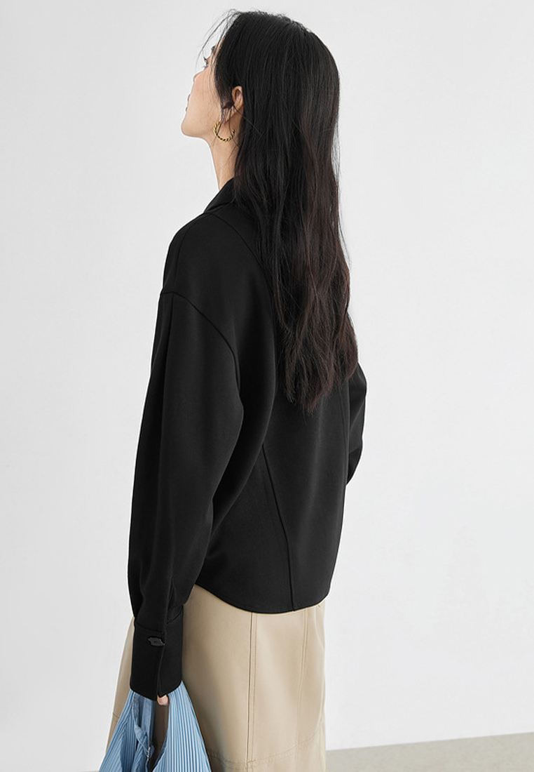 Simple design zipper lapel commuting top sweatshirt CA120407BE