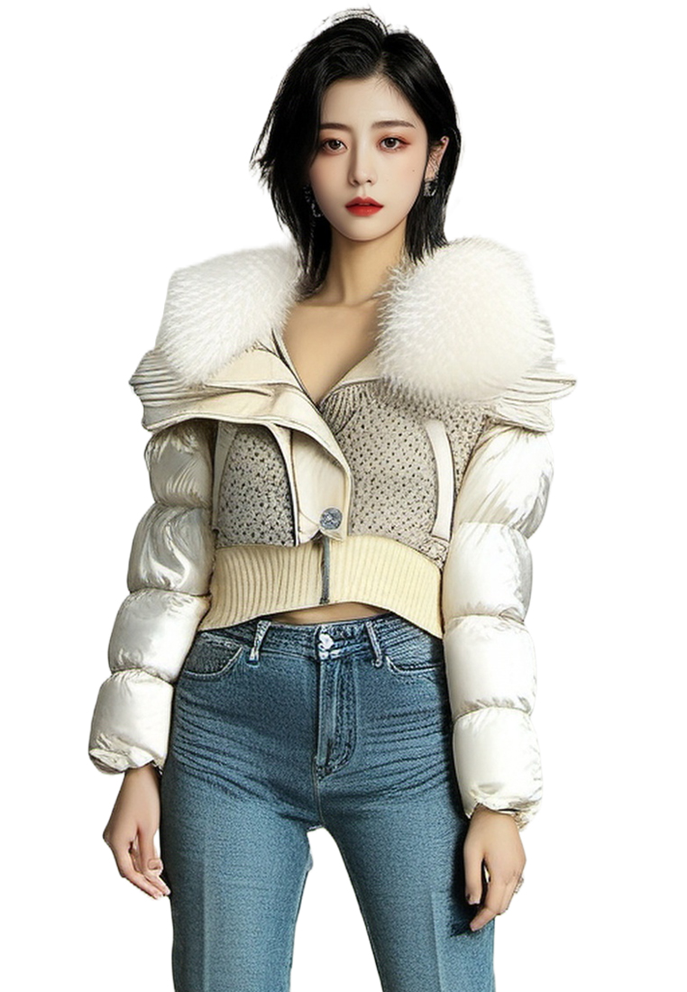 Winter women's wool solid color warm down jacket CA24112107GY