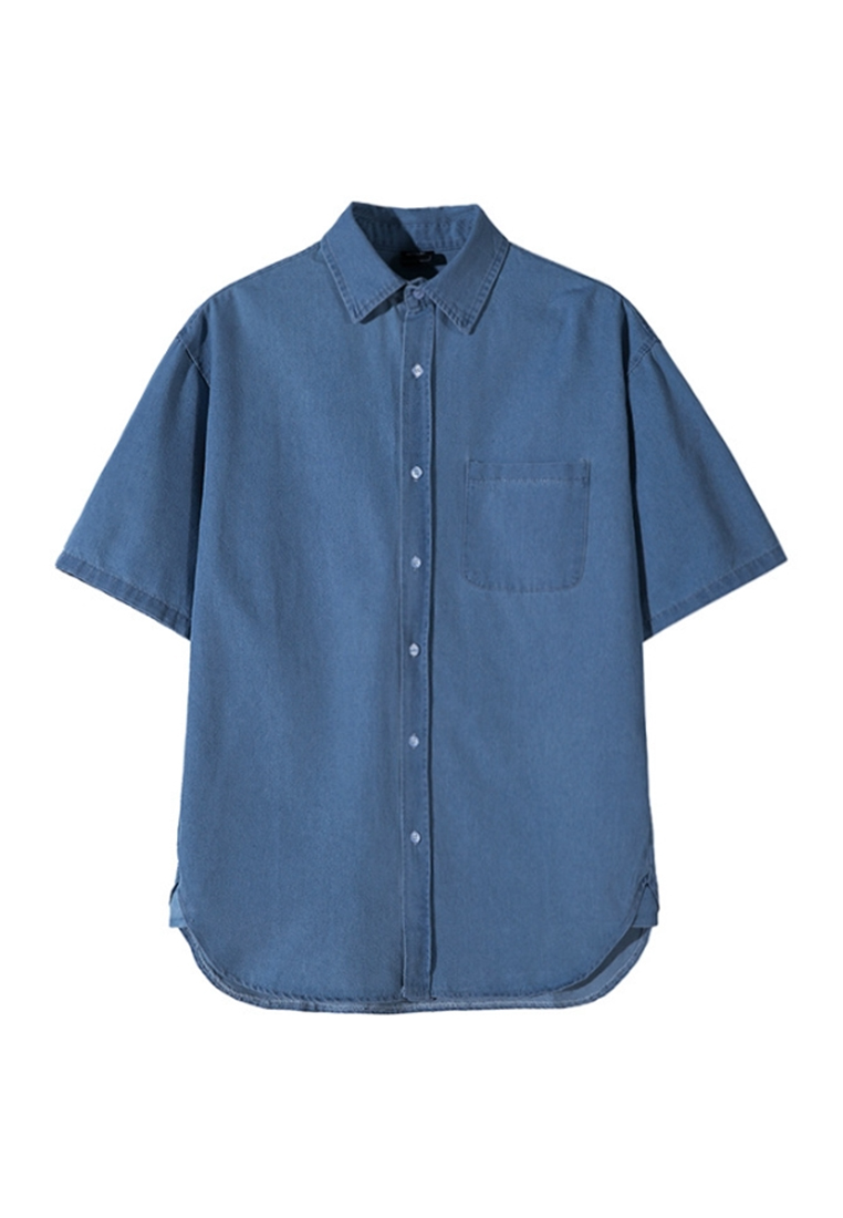 Men's Summer Denim Short Sleeve Shirt Jacket CA24051470LGBL