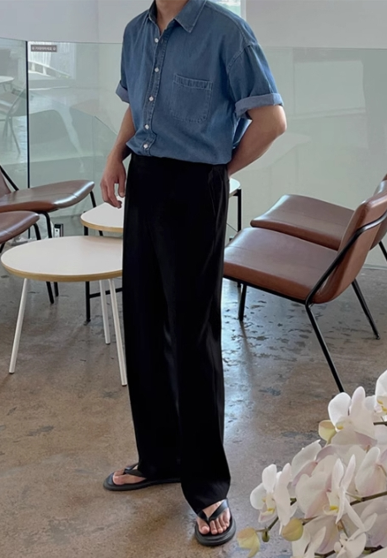 Men's Summer Denim Short Sleeve Shirt Jacket CA24051470LGBL