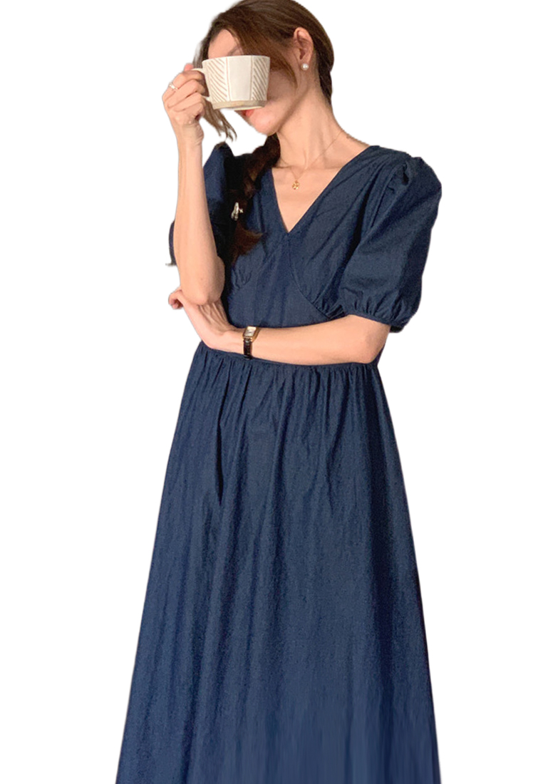 2024 backless lace up solid color dress CA24041070DGBL