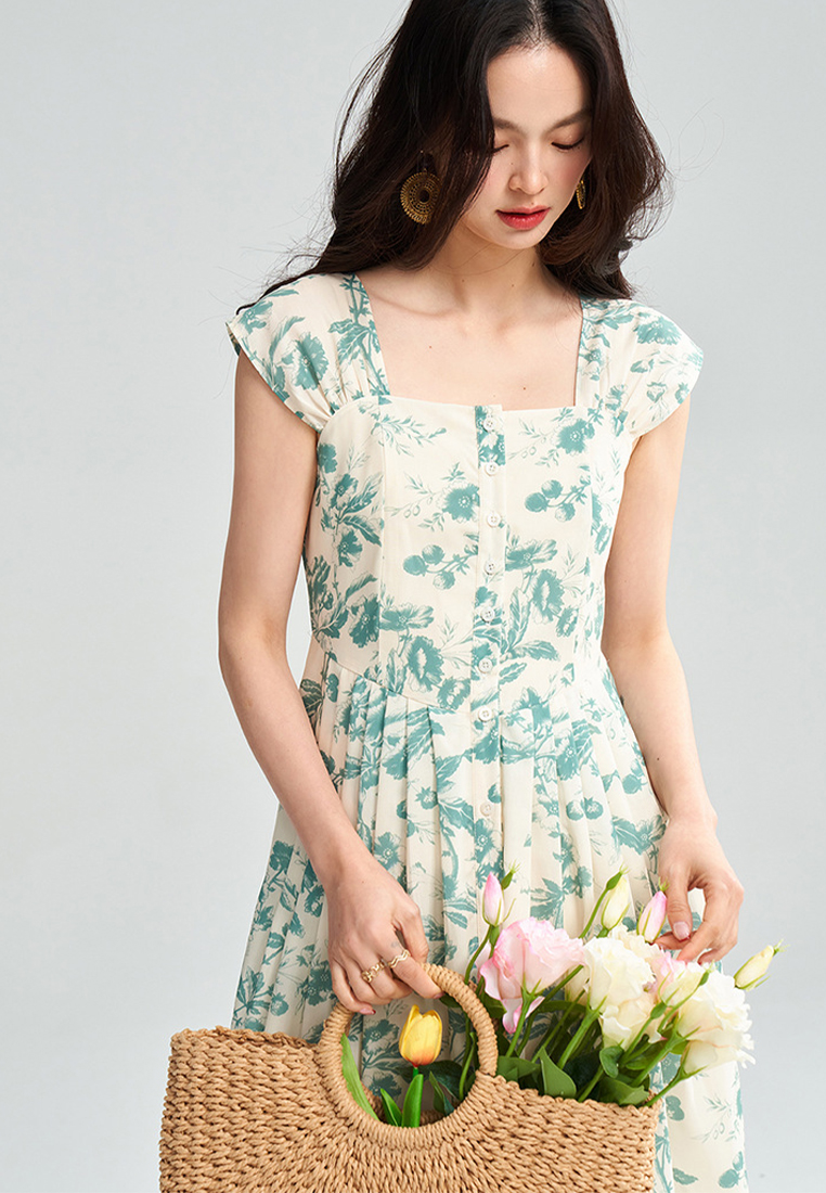 New style printed slim fit dress CA25060370GR