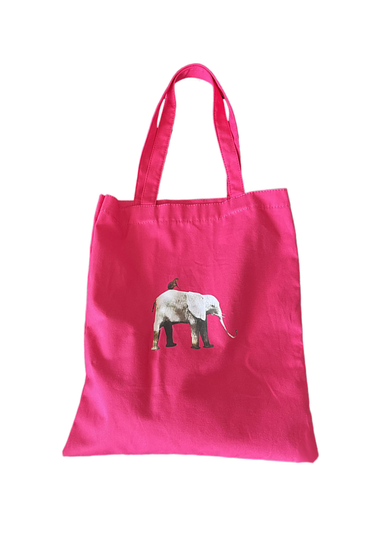 New Rose Red Elephant Cotton Canvas Shoulder Bag CA25061770RD