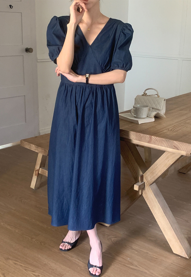 2024 backless lace up solid color dress CA24041070DGBL