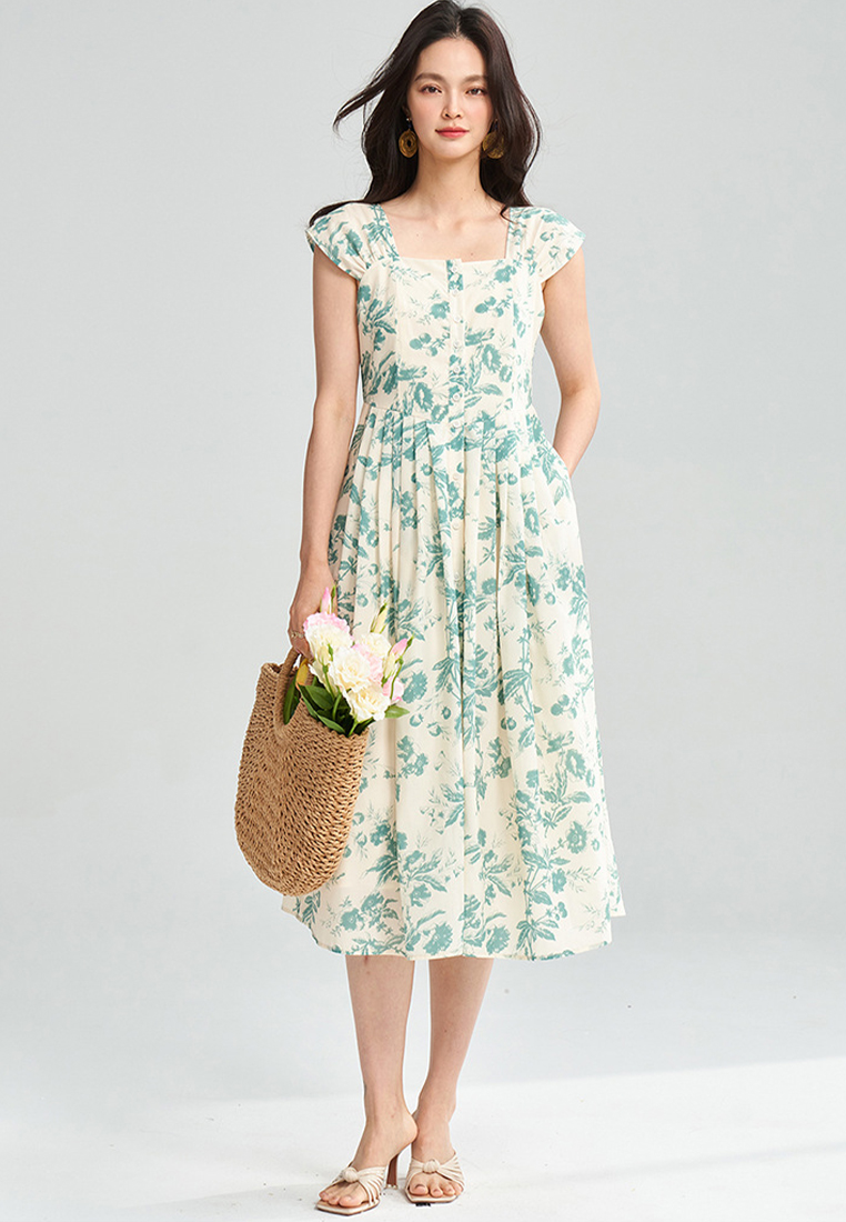 New style printed slim fit dress CA25060370GR