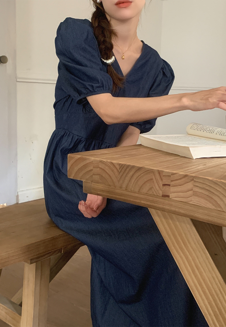 2024 backless lace up solid color dress CA24041070DGBL