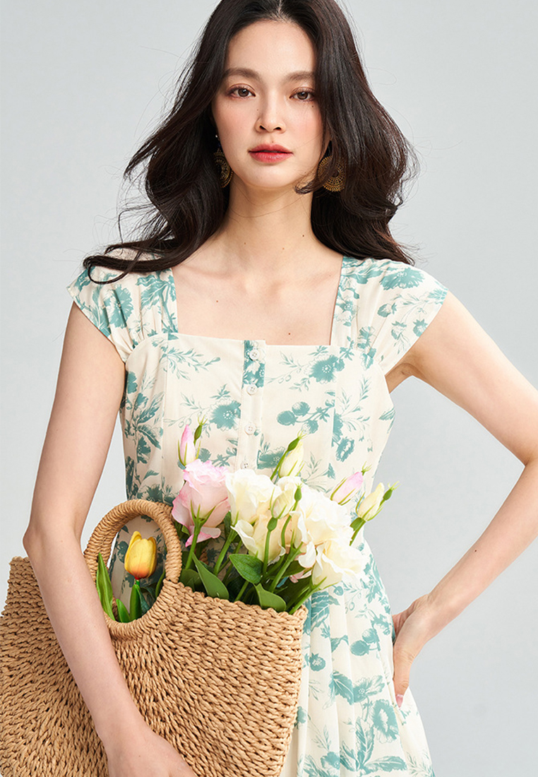 New style printed slim fit dress CA25060370GR