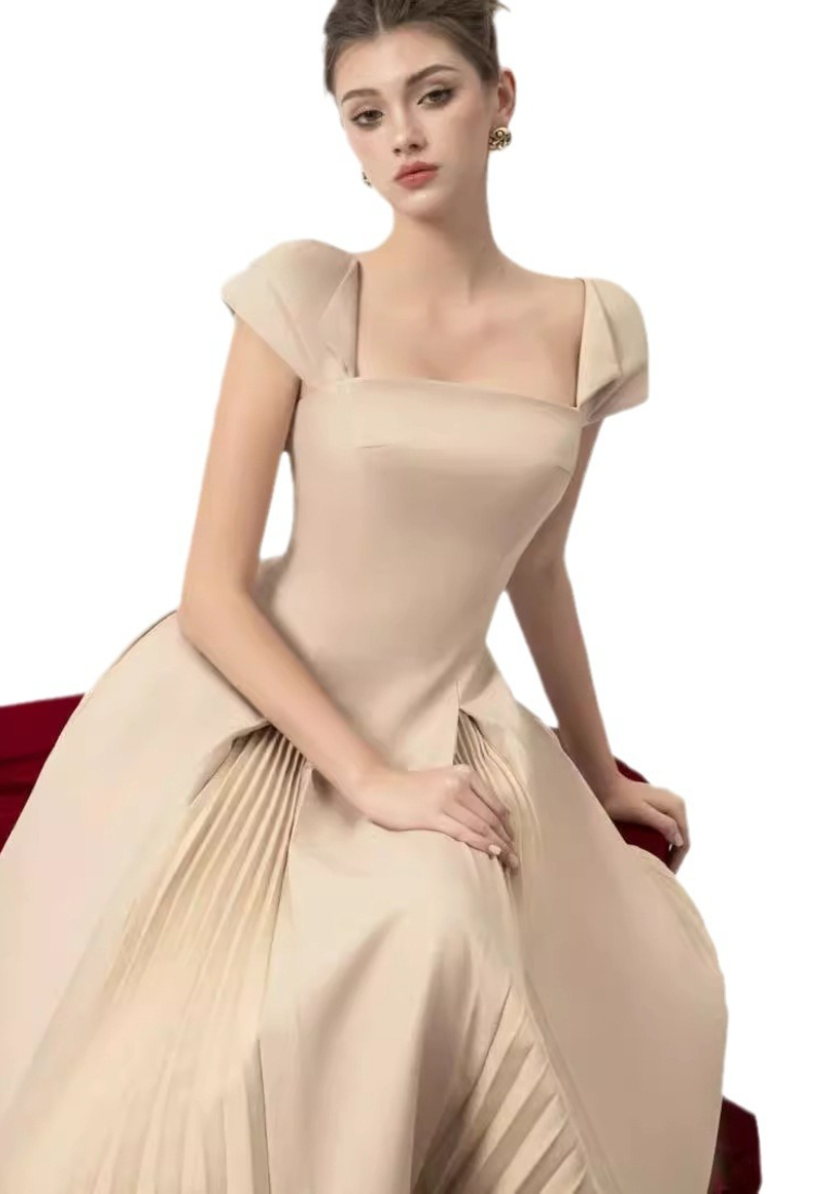 New French style square collar elegant wide swing elegant long dress K100207