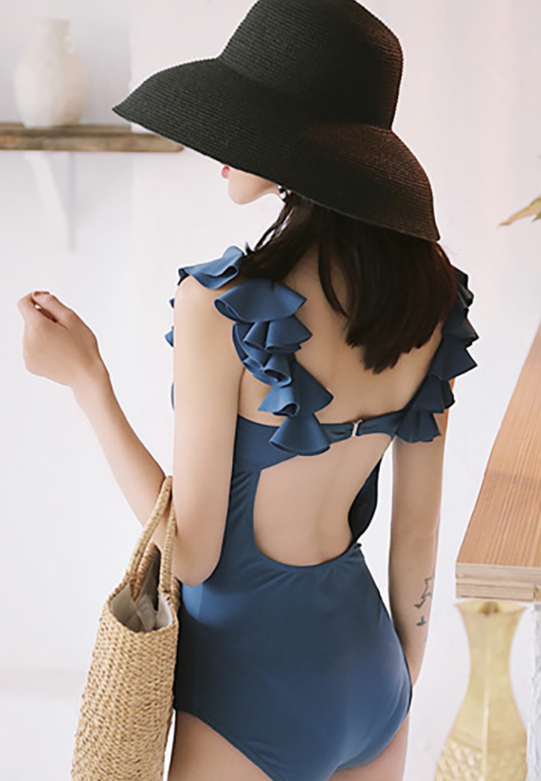 New Ruffle Back-Open One-Piece Swimsuit CA060705BK