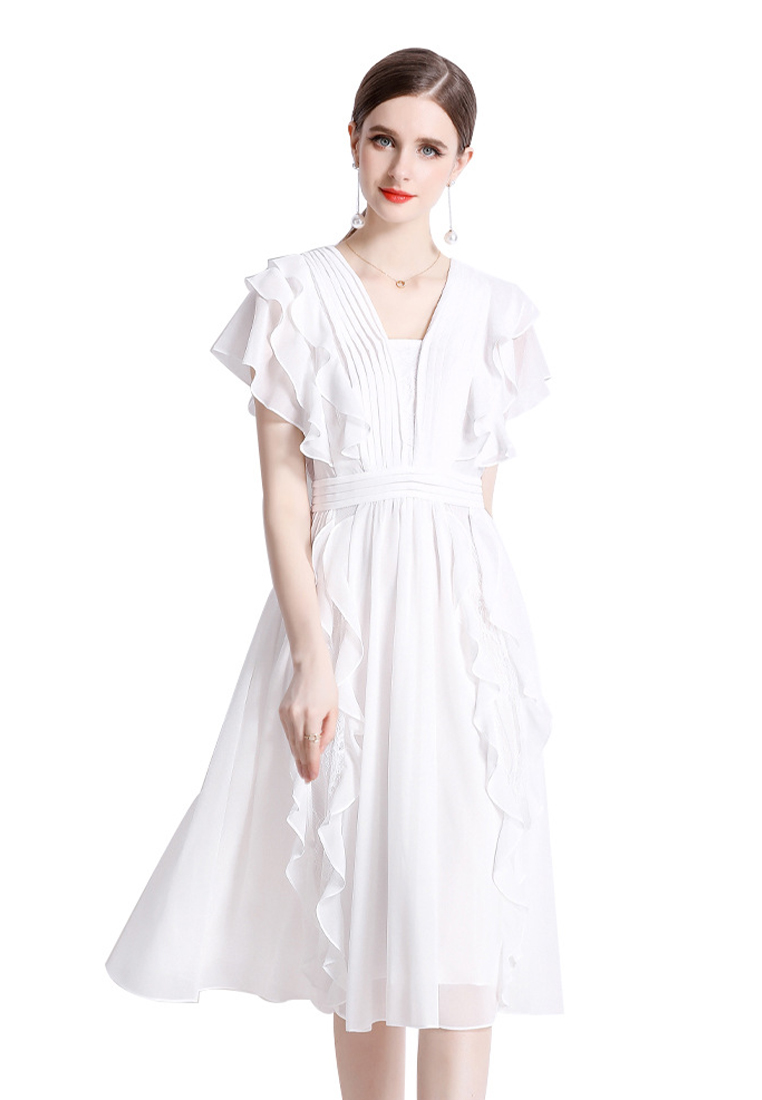 New Summer French Chic Gentle White Dress CA061371
