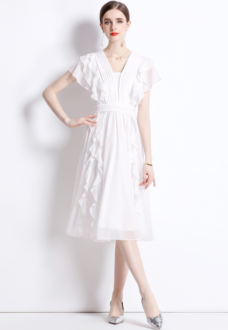 New Summer French Chic Gentle White Dress CA061371