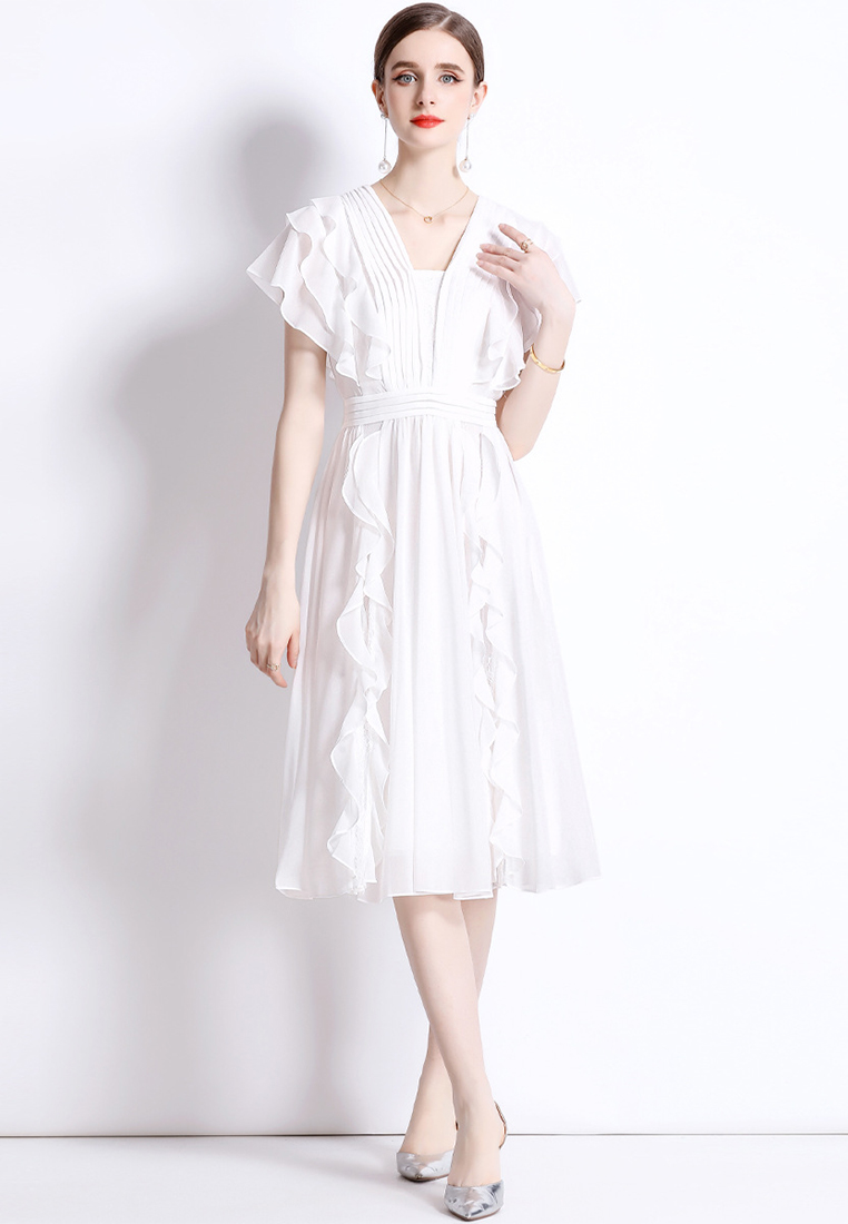 New Summer French Chic Gentle White Dress CA061371