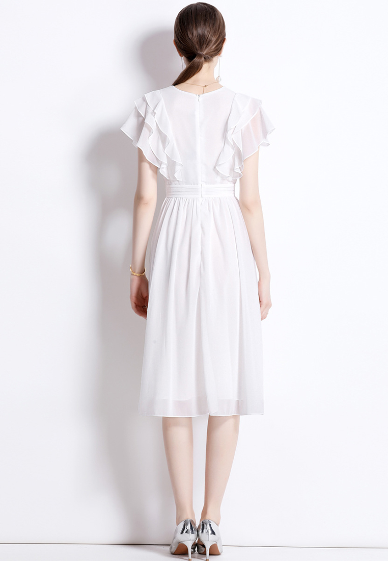 New Summer French Chic Gentle White Dress CA061371