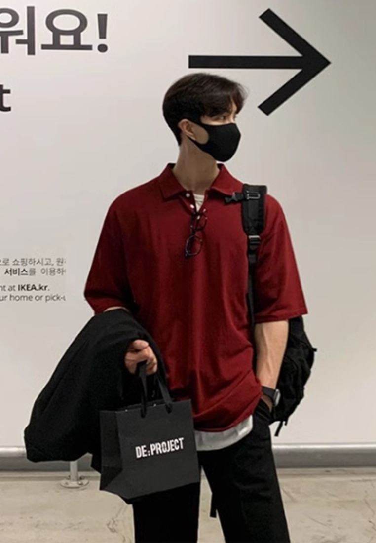 Men's Summer Lapel Short Sleeve POLO Shirt CA24051471BK