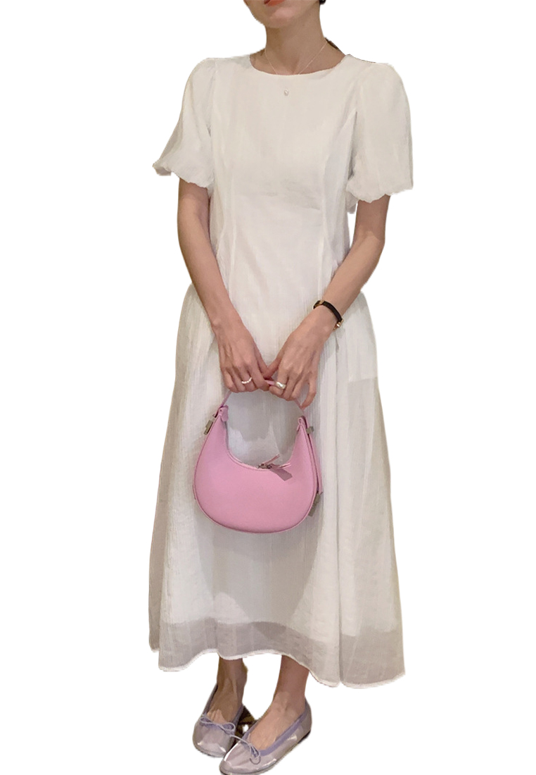 2024 French Solid Color Temperament Waistband Dress CA24041071GY