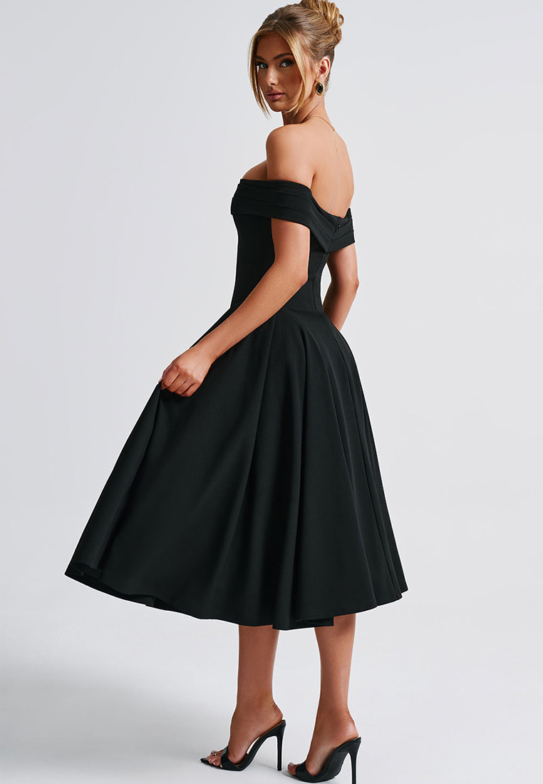 Summer fashion temperament elegant strapless dress CA25042272BK