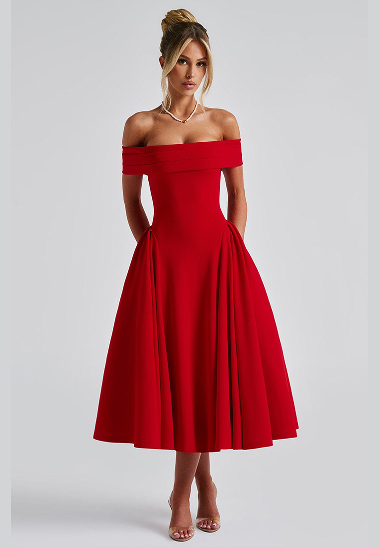 Summer fashion temperament elegant strapless dress CA25042272BK