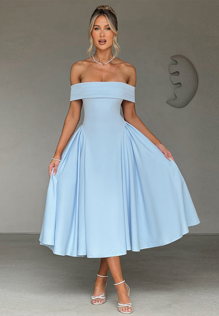 Summer fashion temperament elegant strapless dress CA25042272BK