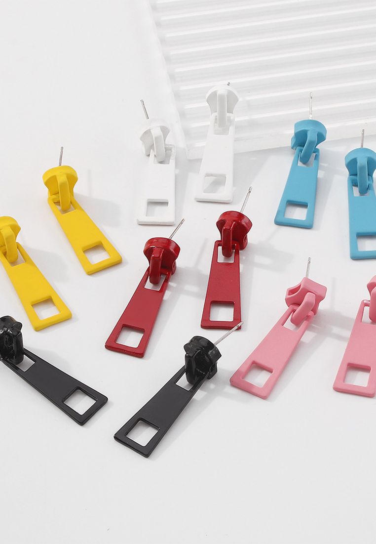 European and American colorful candy color simple zipper earrings CA25052372BL