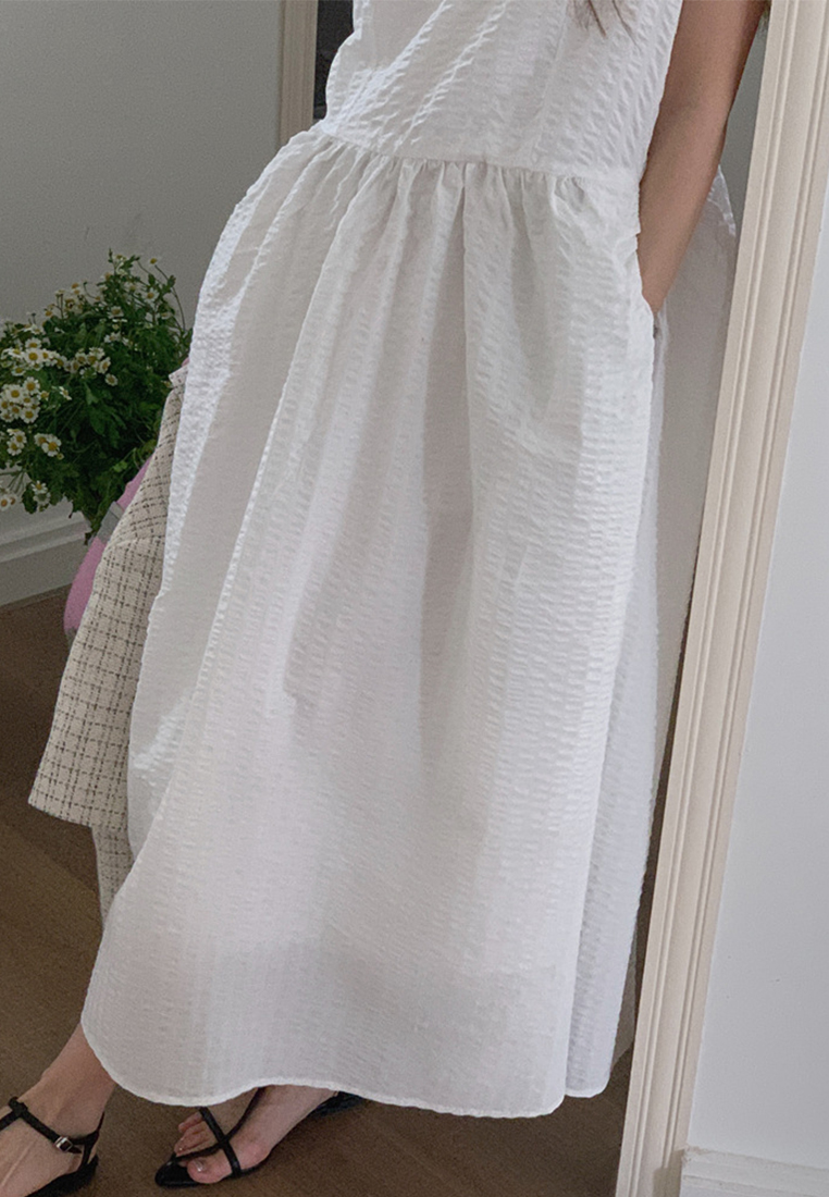 French sleeveless solid color long dress CA24041072W