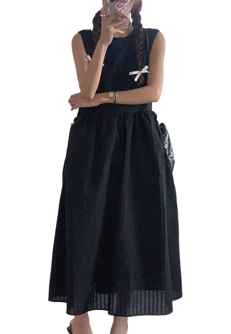 French sleeveless solid color long dress CA24041072W