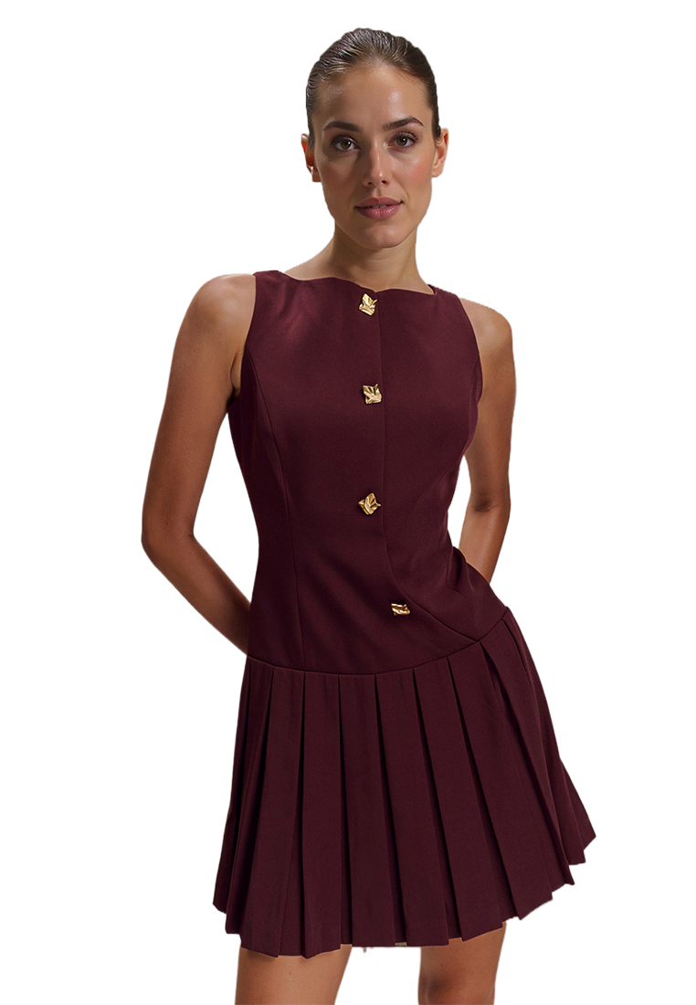 Simple European and American solid color sleeveless short dress CA225042272BK