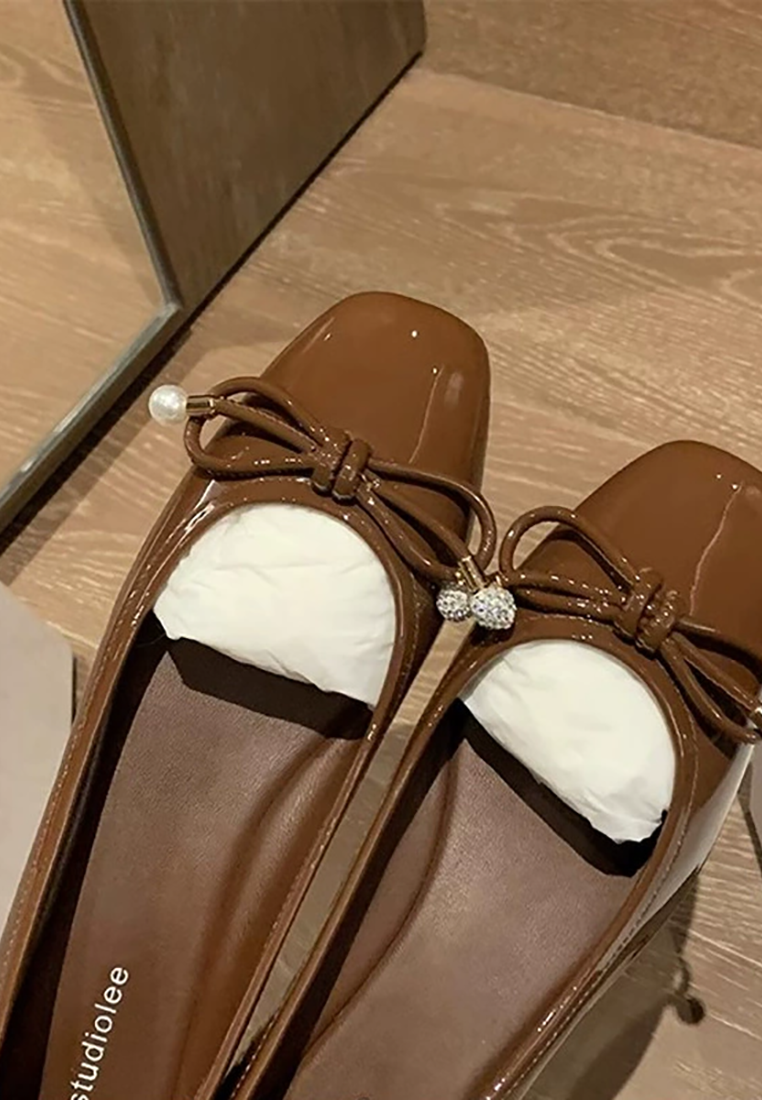 Rhinestone bow ballet flat shoes CA25021325W