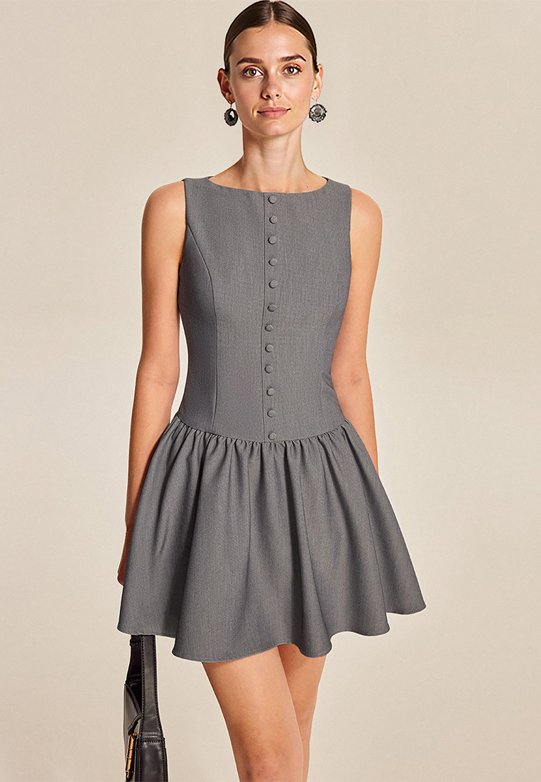 Summer new sleeveless ruffled mini dress CA225042273GY