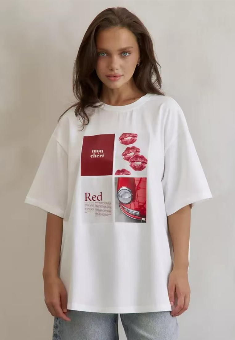 New European and American pure cotton mid-length short-sleeved T-shirt CA25061773W