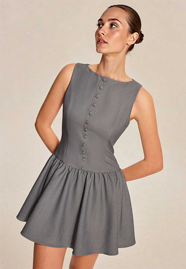 Summer new sleeveless ruffled mini dress CA225042273GY