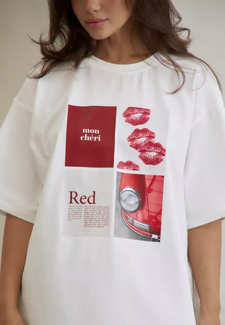 New European and American pure cotton mid-length short-sleeved T-shirt CA25061773W