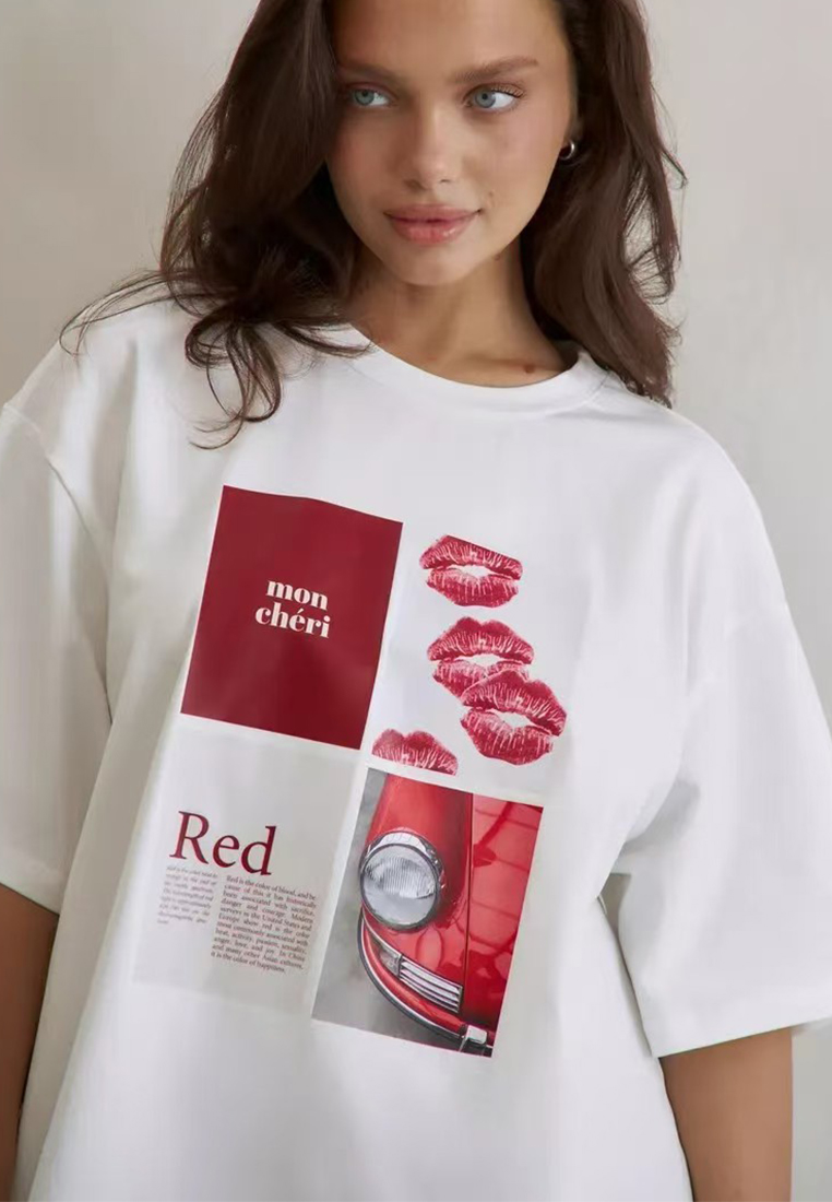 New European and American pure cotton mid-length short-sleeved T-shirt CA25061773W