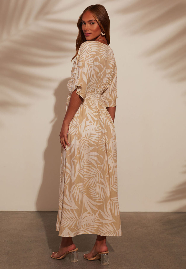 Summer printed short sleeved printed V-neck dress CA25042274BE