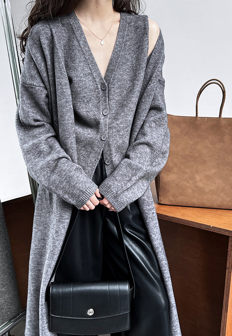 Long knitted cardigan vest vest vest vest suit CA24092351GY