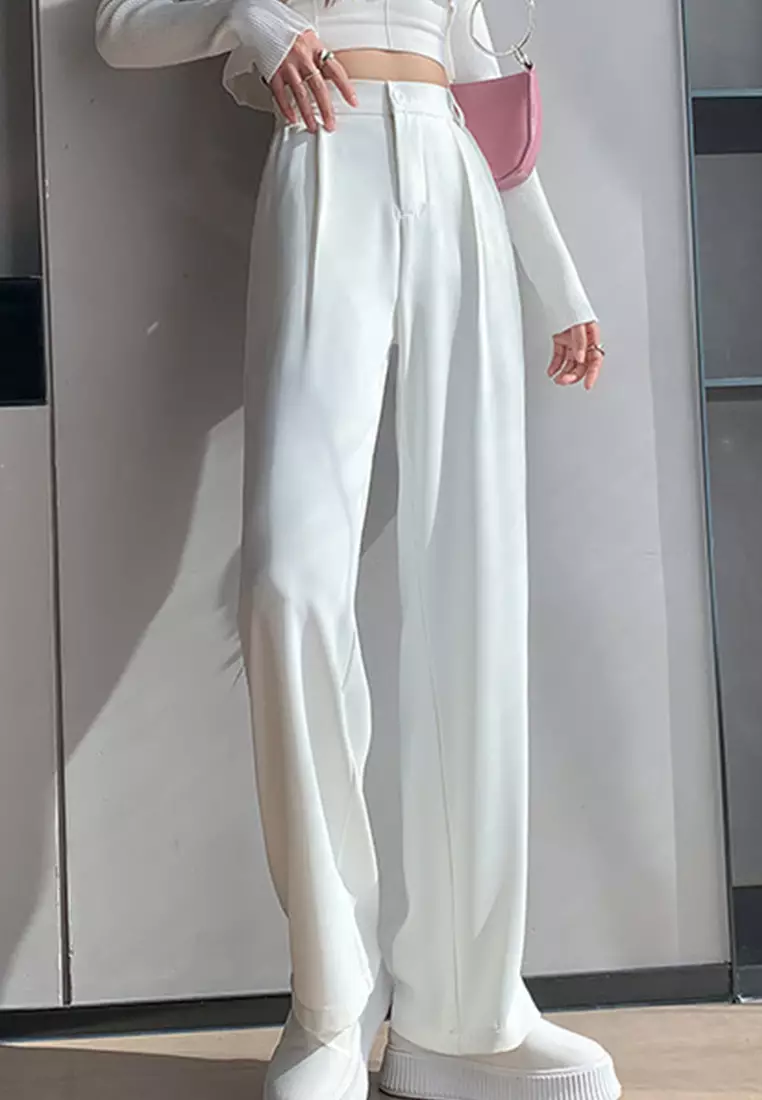 Casual Loose Wide-Leg Drape Suit Trousers Pants A22022525W